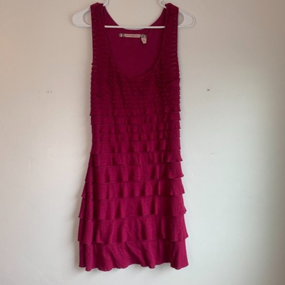Chelsea & Violet Raspberry Tiered Ruffle Mini Dress